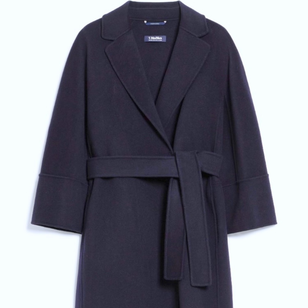 RARE SIZE XXL IT50 Max Mara Arona IT 50 US 16 Blue Short Wool Belted Coat $1590